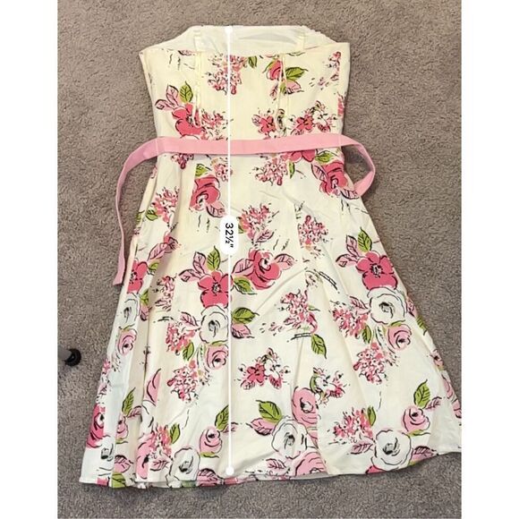 New! Women’s Floral Fit & Flare White/Pink Midi Dress 4 - Picture 11 of 13